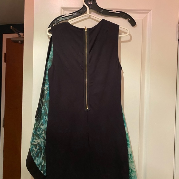 Ted Baker black dress with green satin overlay on front - Picture 2 of 2